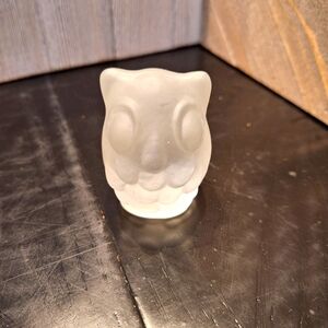 CAROLINA CRITTERS Frosted Glass 2 1/4" OWL FIGURINE Heavy CRYSTAL PAPERWEIGHT